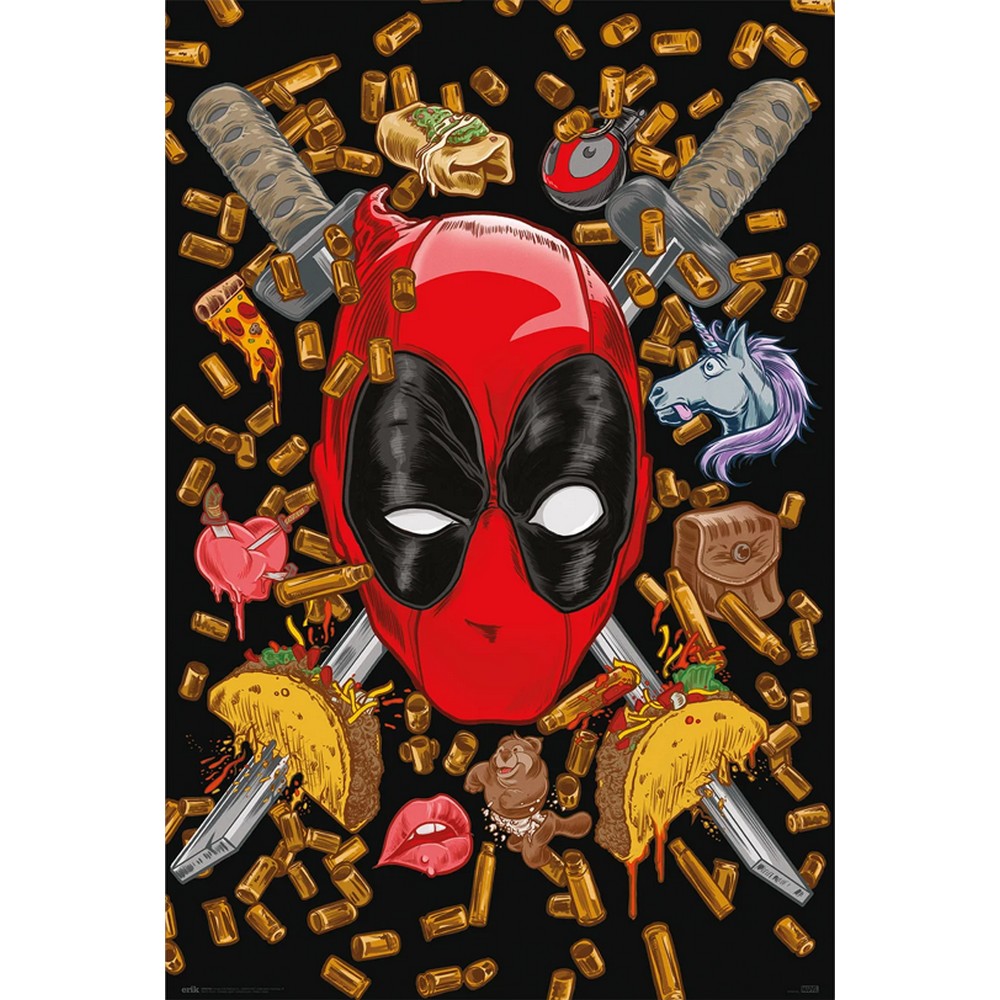 Poster Deadpool " Bullets & Chimichangas"